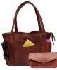 Women's Shoulder Tote Handbag With Wallet Brown Shoulder Office Handmade Bag